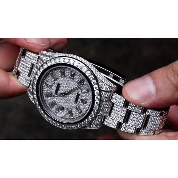 Montre Rolex à lunette en diamant personnalisée Datejust Ii Montre pour homme acier inoxydable 29 Ct