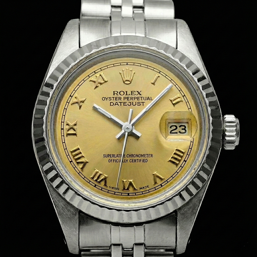 Montre Rolex pour femme Cadran Datejust Bracelet jubilé acier inoxydable Lunette cannelée