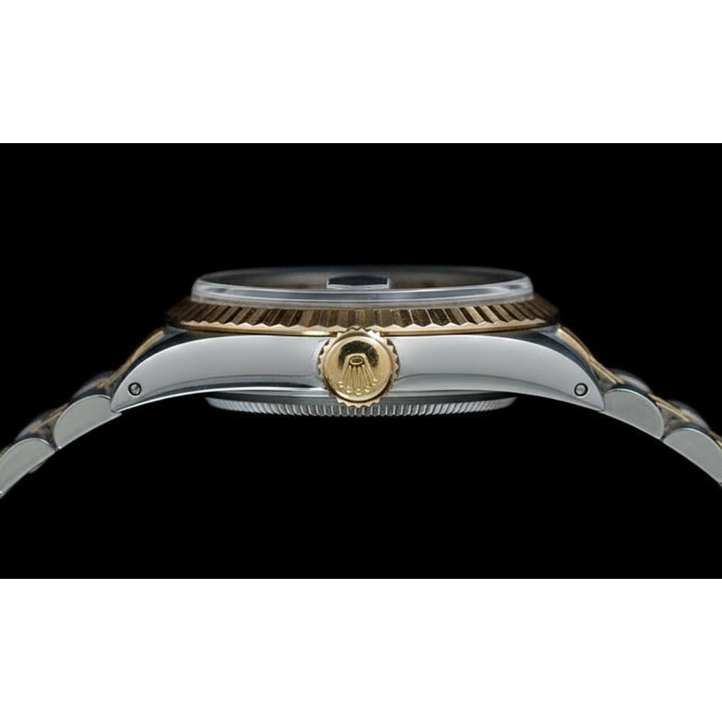 Montre Rolex pour femme avec cadran bâton jubilé en acier inoxydable et or jaune Datejust