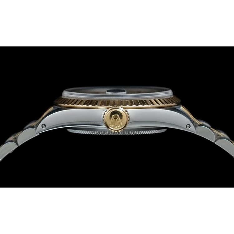 Montre Rolex pour femme avec cadran bâton jubilé en acier inoxydable et or jaune Datejust