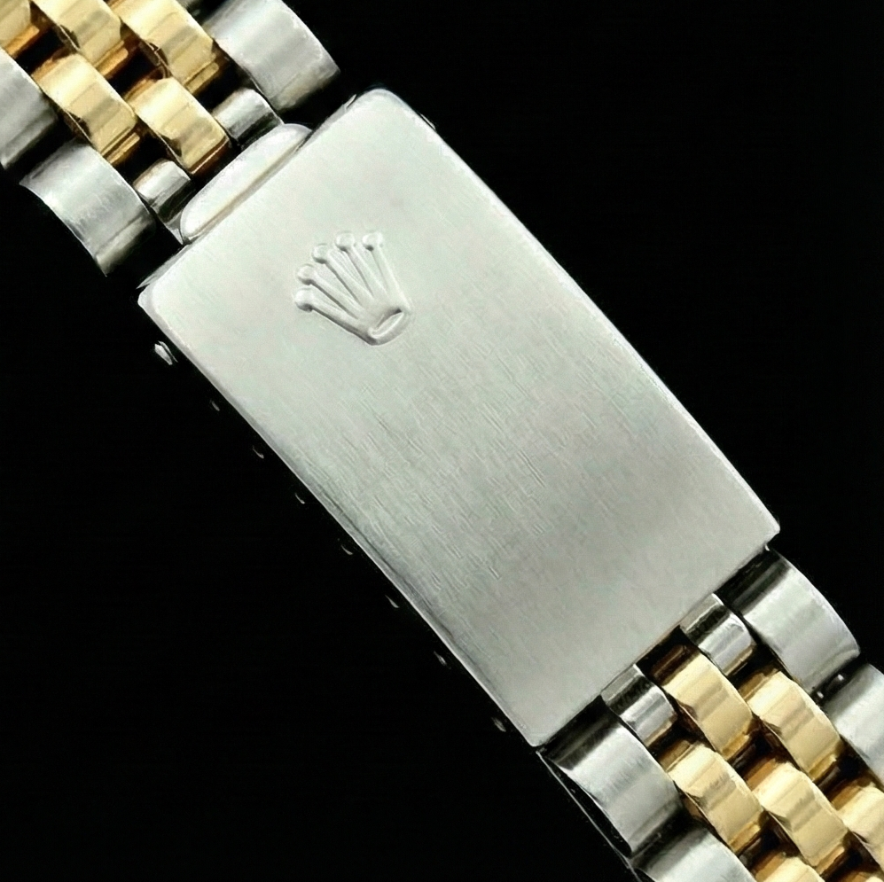 Montre Rolex pour femme avec cadran bâton jubilé en acier inoxydable et or jaune Datejust