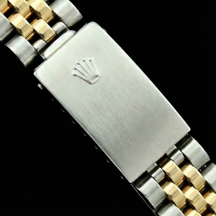 Montre Rolex pour femme avec cadran bâton jubilé en acier inoxydable et or jaune Datejust