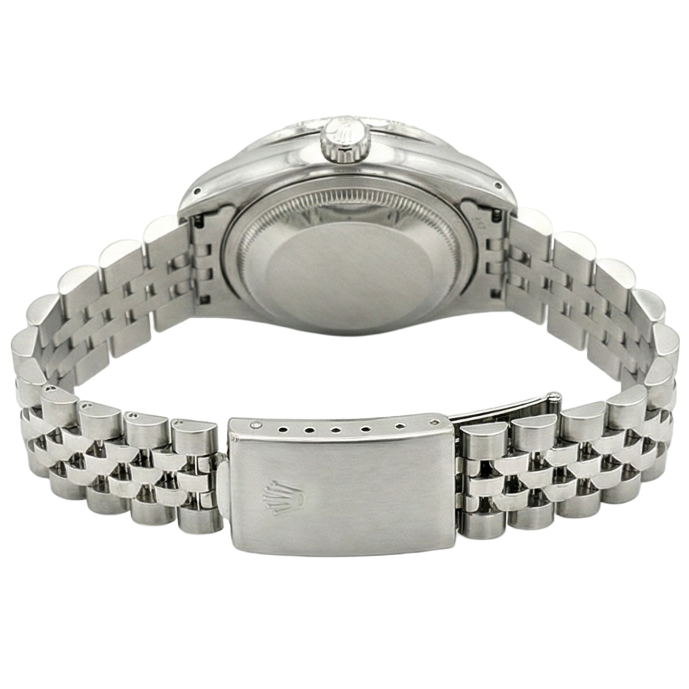 Montre Rolex pour femme avec cadran romain blanc et bracelet en diamants