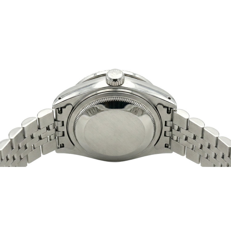 Montre Rolex pour femme avec cadran romain blanc et bracelet en diamants