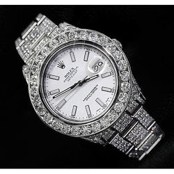 Montre Rolex pour homme en acier inoxydable Datejust Ii 33 Ct. Montre glacée