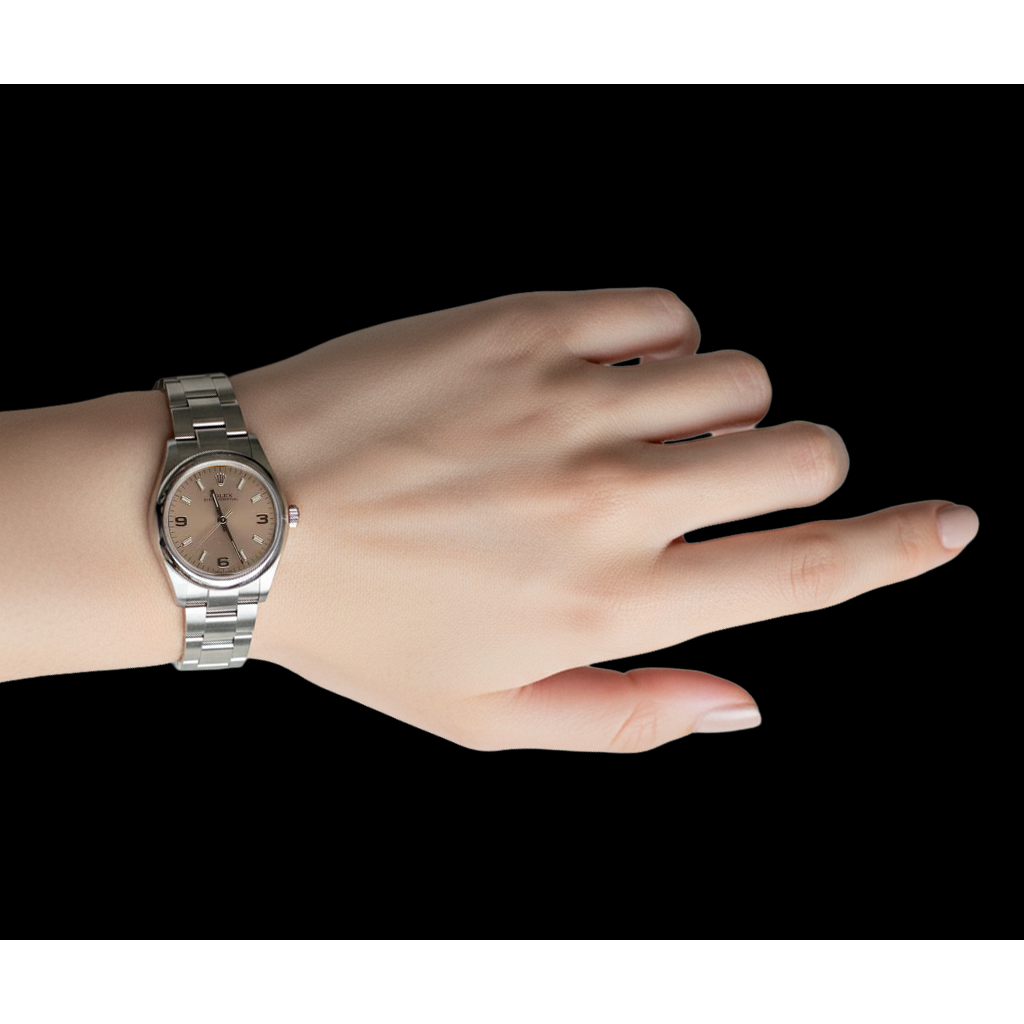 Montre Rolexdatejust de taille moyenne 31 mm, lunette lisse, cadran rose acier inoxydable P5