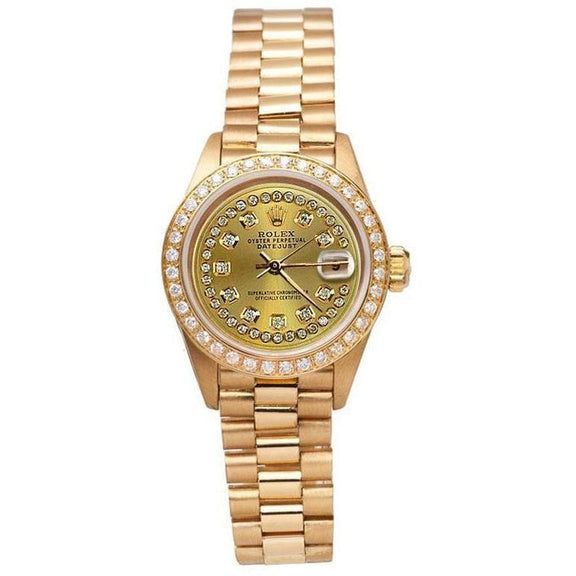 Montre à cadran à cordes champagne de still président Rolex