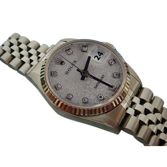 Montre à cadran cannelé et lunette diamant acier inoxydable jubilé Rolex Datejust 
