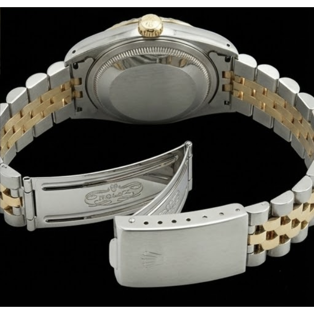 Montre à bâton blanc Rolex Date Just jubilé d'or et d'acier inoxydable Datejust