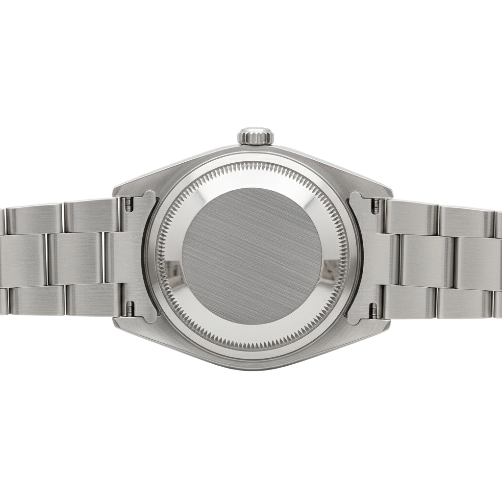 Montre à cadran bâton Rolex de taille moyenne, bracelet acier inoxydable huître, lunette en diamant