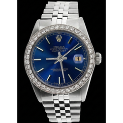 Montre à cadran bleu Bâton acier inoxydable jubilé diamant perpétuel Rolex Homme