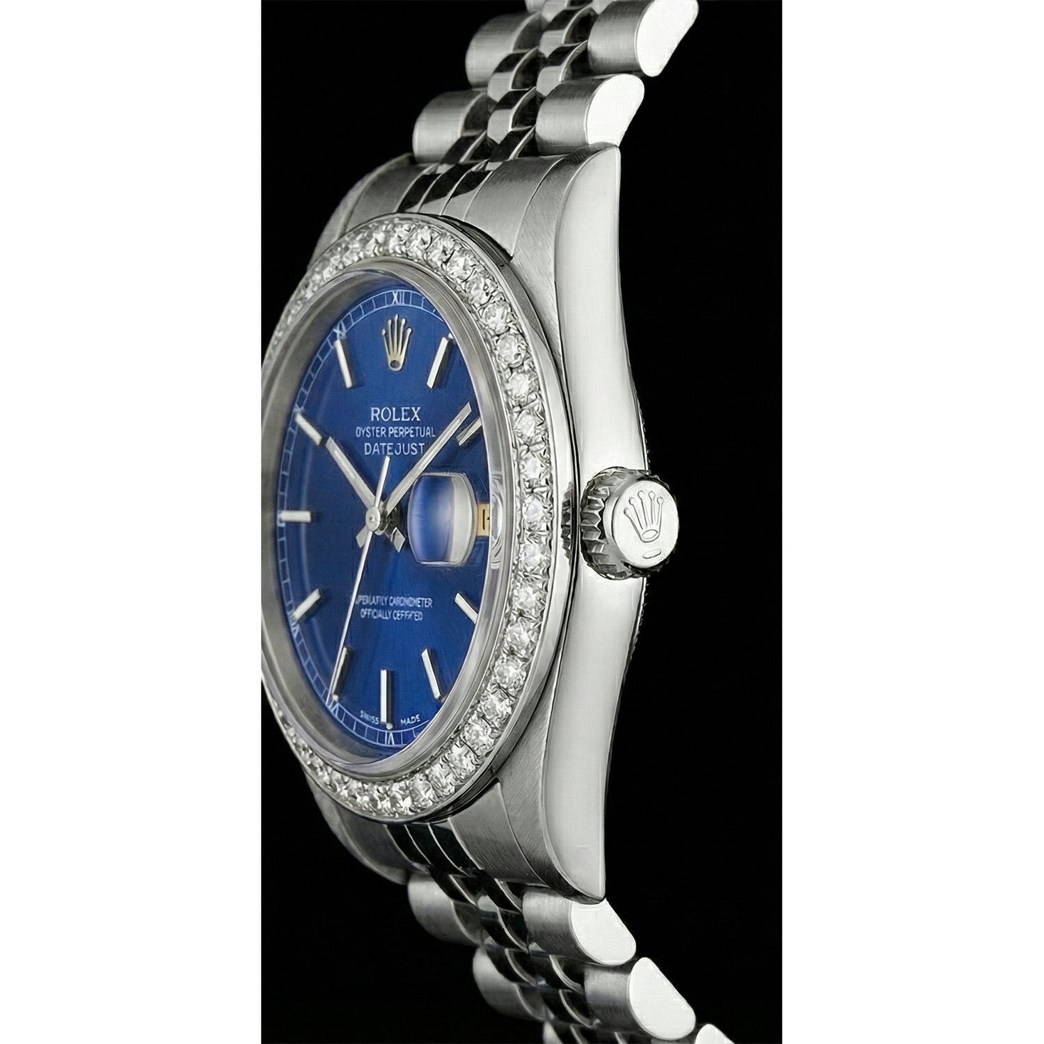 Montre à cadran bleu Bâton acier inoxydable jubilé diamant perpétuel Rolex Homme