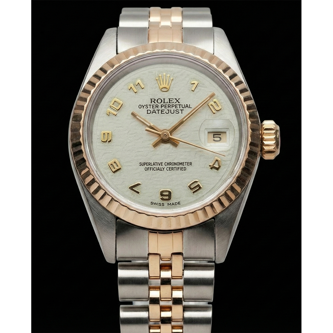 Montre dame Rolex Datejust en or jaune cadran arabe perpétuel acier inoxydable