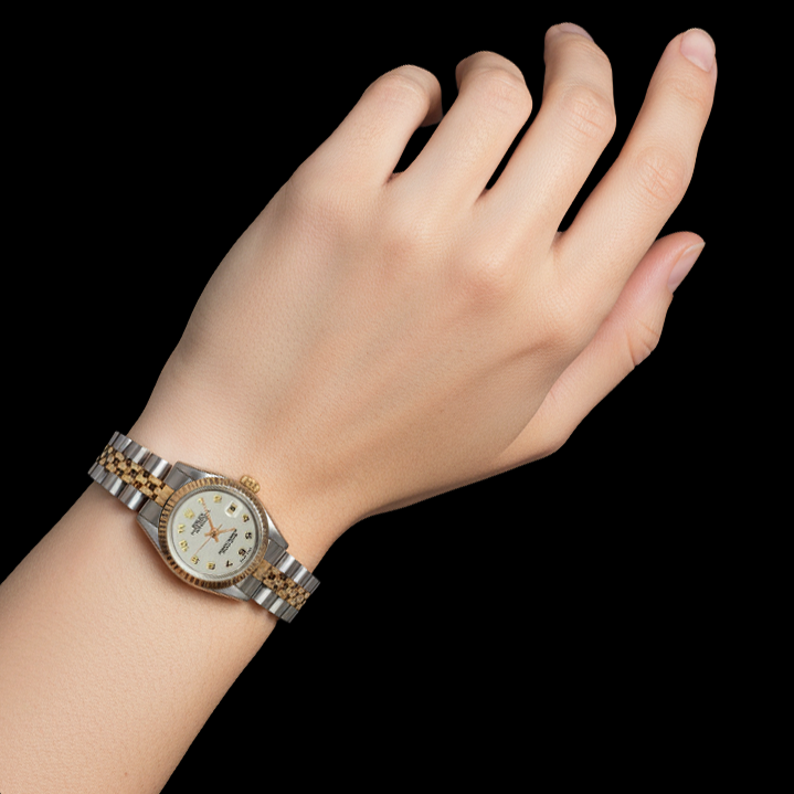 Montre dame Rolex Datejust en or jaune cadran arabe perpétuel acier inoxydable P2