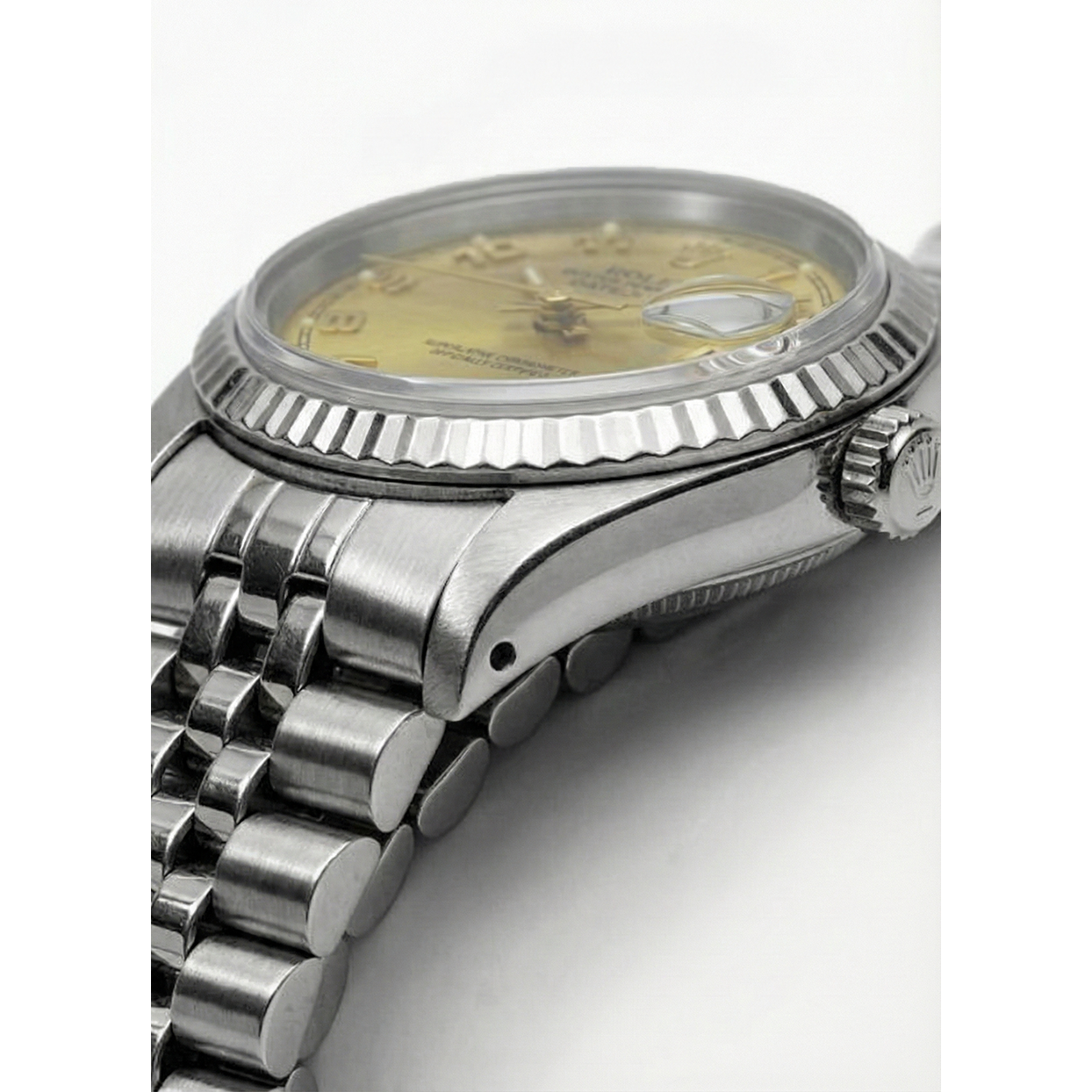 Montre dame Rolex acier inoxydable Datejust à cadran arabe champagne