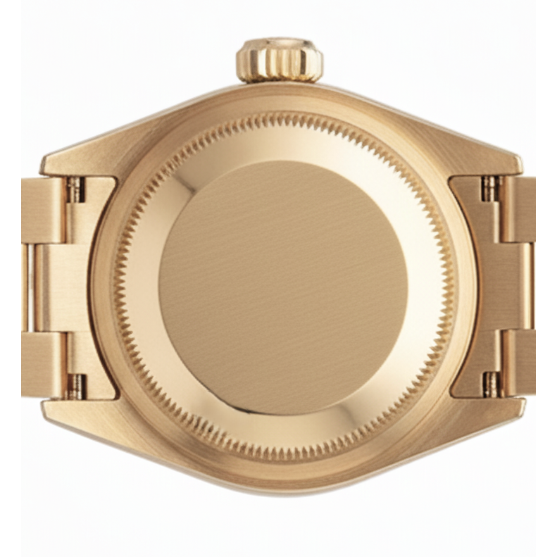 Montre de still président datejust Rolex en or, cadran romain blanc, lunette en diamant