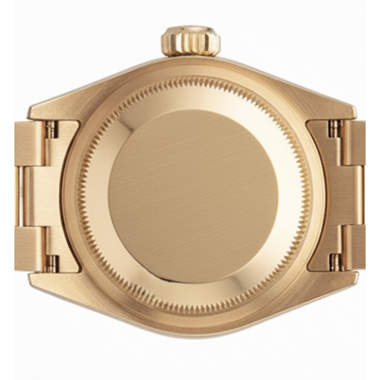 Montre de still président datejust Rolex en or, cadran romain blanc, lunette en diamant