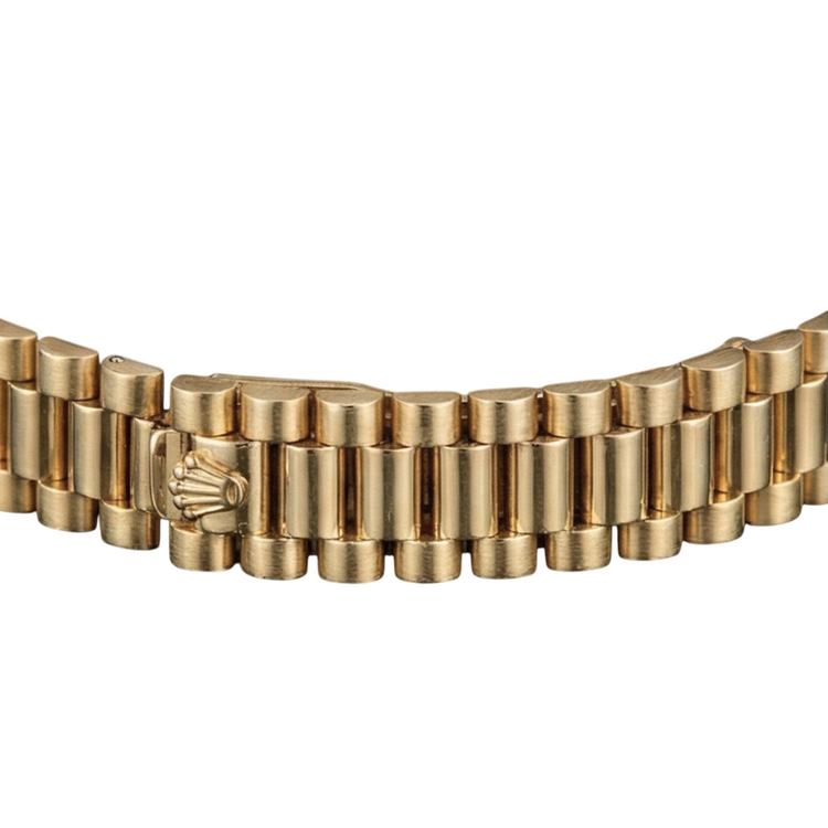 Montre de still président or jaune Rolex Datejust avec lunette en diamant et cadran arabe