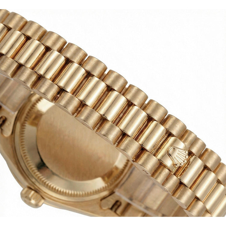 Montre de still président or jaune Rolex Datejust avec lunette en diamant et cadran arabe