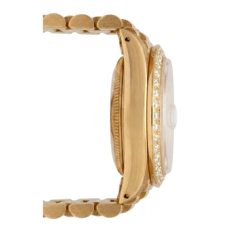 Montre de still présidentiel Rolex Cadran en diamant noir Lunette or jaune Datejust