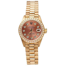 Montre de still président Rolex avec cadran en diamant marron saumon Datejust