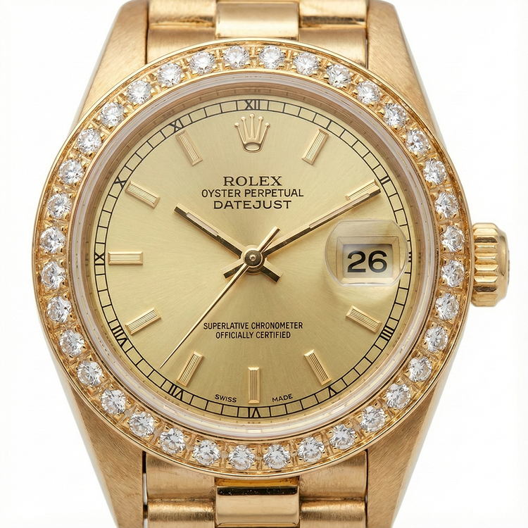 Montre de still présidentiel avec lunette en diamant G Cadran bâton de champagne Datejust