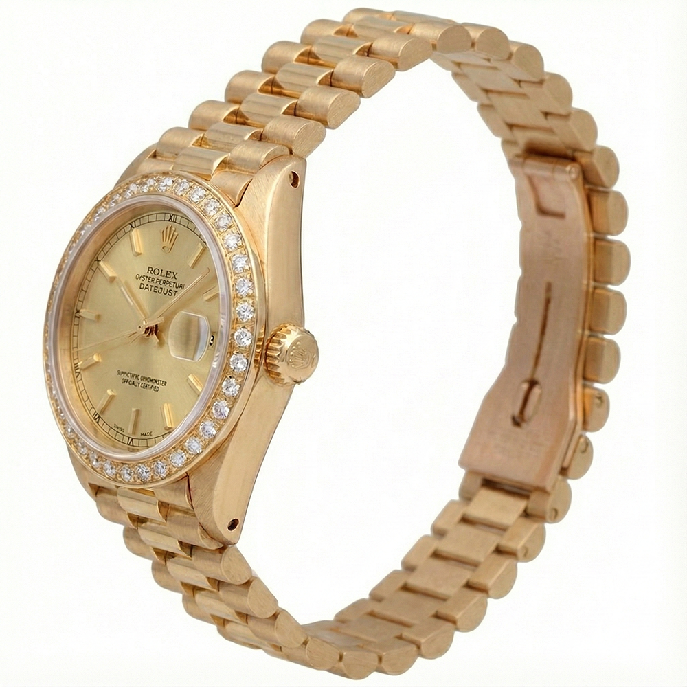 Montre de still présidentiel avec lunette en diamant G Cadran bâton de champagne Datejust