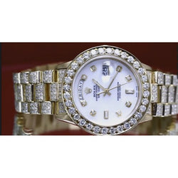Montre diamant personnalisée Rolex jour présidentiel date bracelet 20 ct.