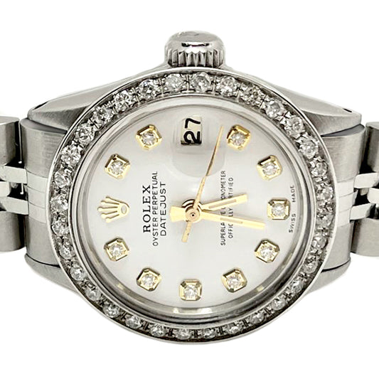 Montre femme Rolex Datejust jubilé avec cadran en diamant blanc acier inoxydable
