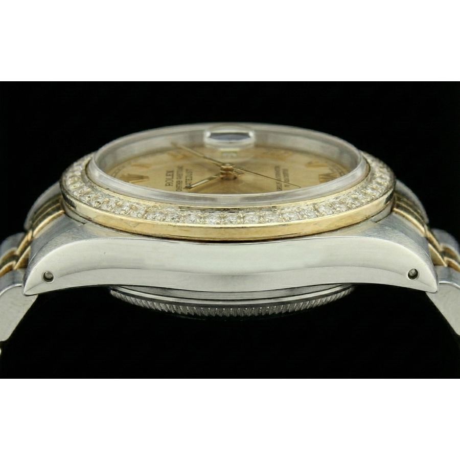 Montre femme cadran romain acier inoxydable et or Rolex Datejust Jubilé