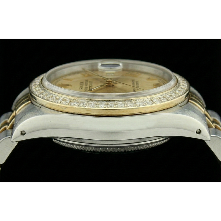 Montre femme cadran romain acier inoxydable et or Rolex Datejust Jubilé