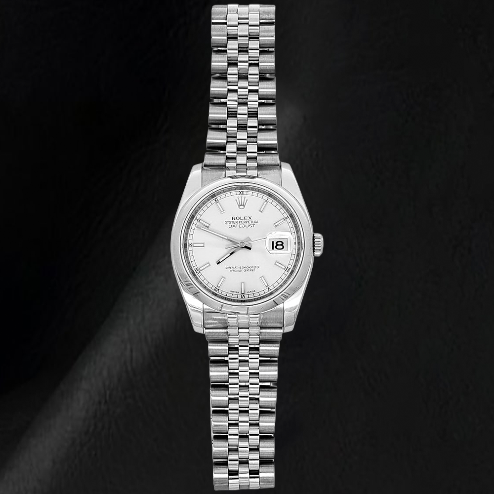 Montre homme Rolex date juste Fermoir dissimulé argent cadran jubilé bande cachée