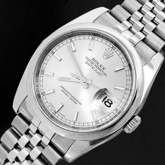 Montre homme Rolex date juste Fermoir dissimulé argent cadran jubilé bande cachée