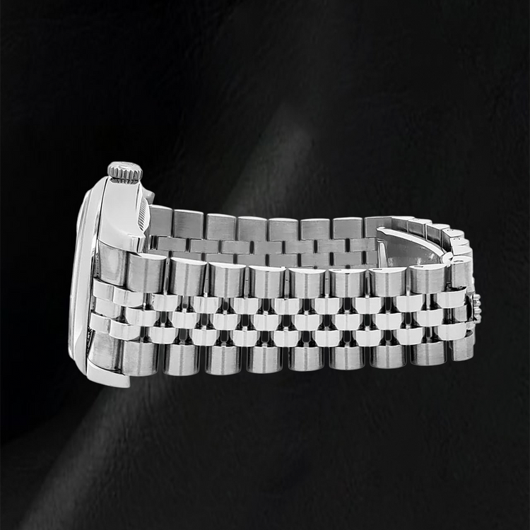 Montre homme Rolex date juste Fermoir dissimulé argent cadran jubilé bande cachée