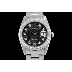Montre homme cadran jubilé de diamant Rolex Datejust lunette cannelée réglage rapide