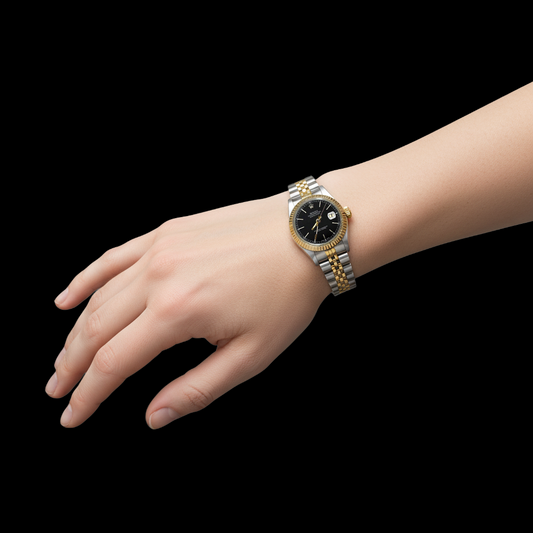Montre huître Perpétuelle Bl bâton Cadran acier inoxydable & or Rolex Femme Datejust