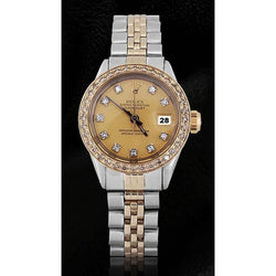 Regarder dame à cadran diamant et champagne bicolore Rolex Datejust