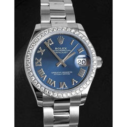 Montre pour femme Rolex Datejust 31 Bleue Romaine huître en acier inoxydable