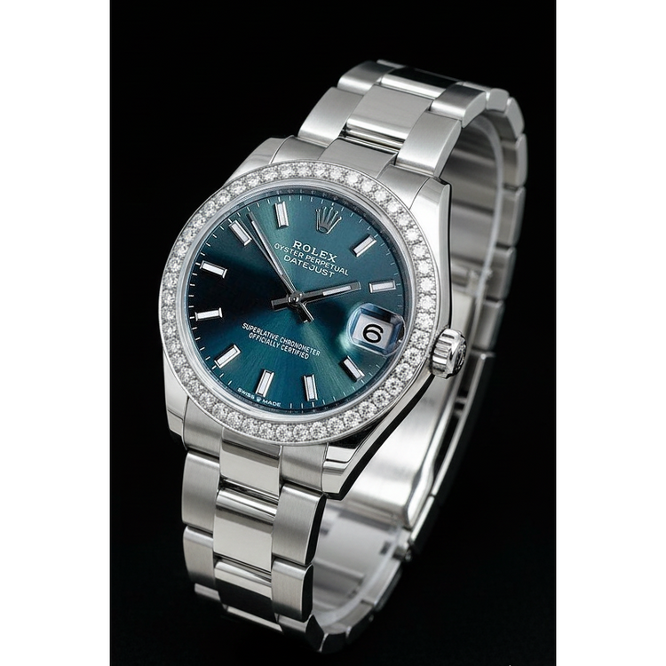 Montre pour femme Rolex Datejust 31 diamants vert menthe en acier inoxydable