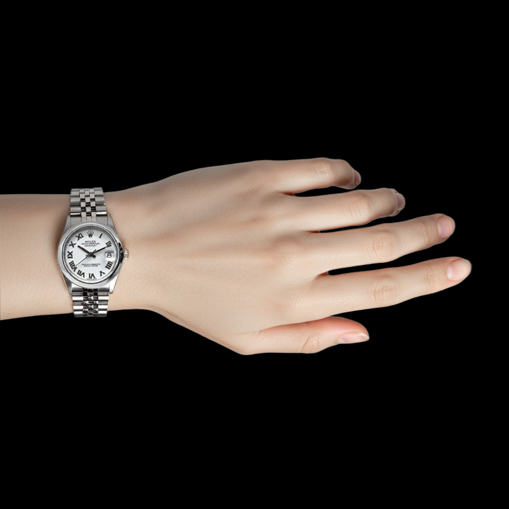 Montre pour femme Rolex Datejust 31 en acier blanc Jubilé romain P7