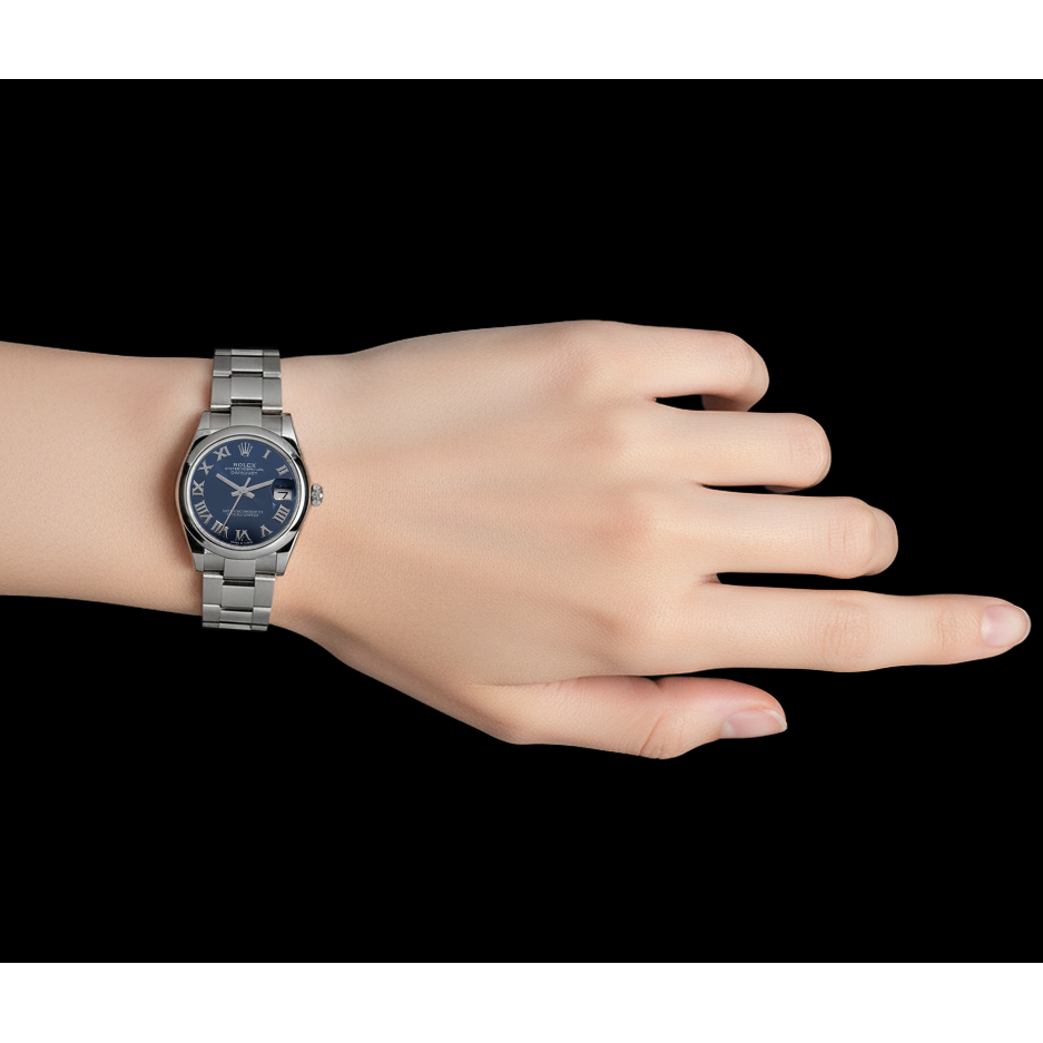 Montre pour femme Rolex Datejust 31 mm avec cadran romain bleu en acier inoxydable P3