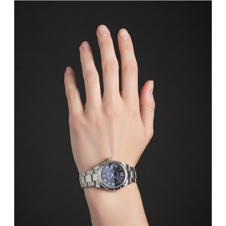 Montre pour femme Rolex Datejust 31 mm en acier diamant gris Roman huître