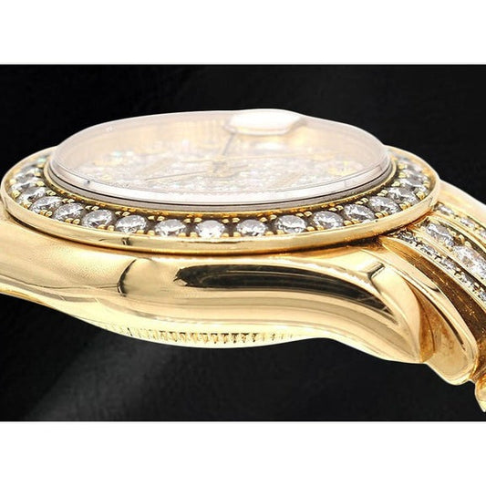 Montre Rolex Pearlmaster pavé de diamants 26 mm en or jaune 18 carats