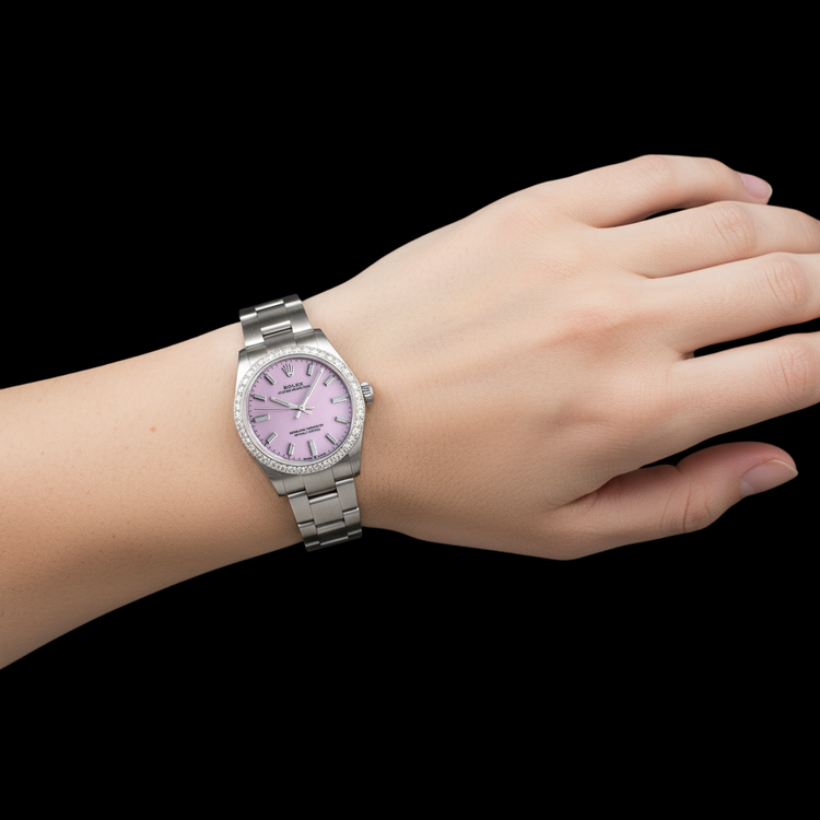 Montre pour femme Rolex huître Perpétuelle 31 mm avec cadran lumineux rose