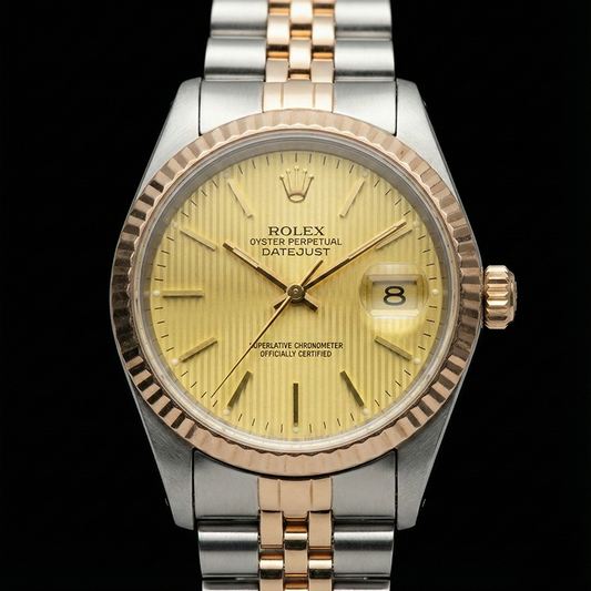 Montre pour femme avec cadran Rolex Datejust jubilé en acier inoxydable et or jaune