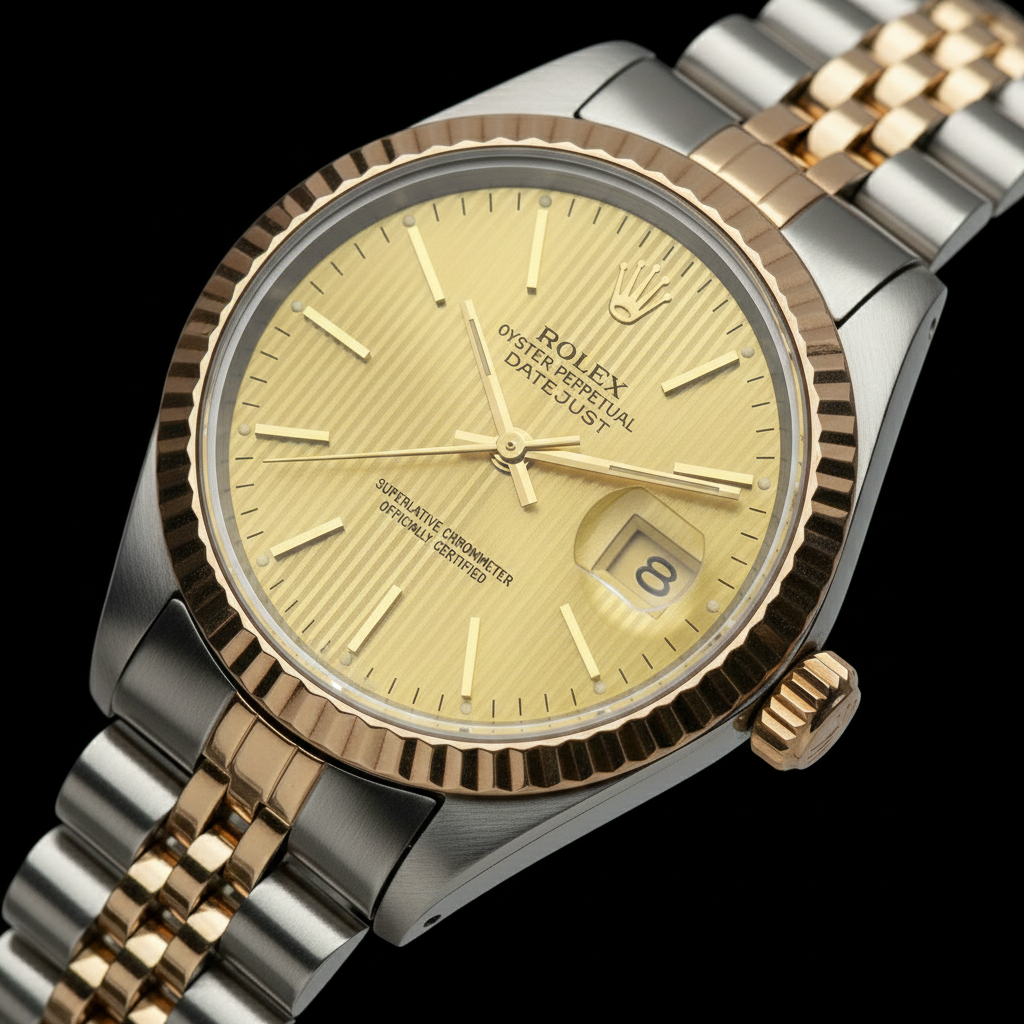Montre pour femme avec cadran Rolex Datejust jubilé en acier inoxydable et or jaune
