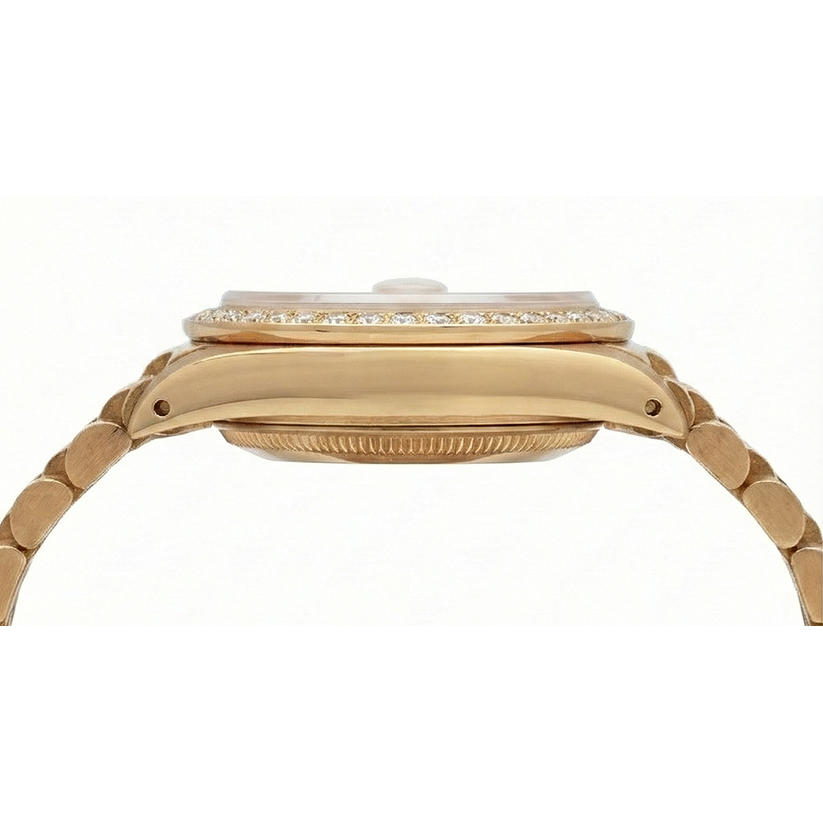 Montre pour femme de style présidentiel avec cadran en diamant et chaîne bleue Rolex or jaune