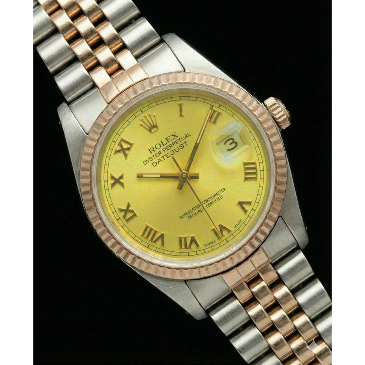 Montre pour femme en or jaune et acier inoxydable Jubilé Rolex Datejust Cadran
