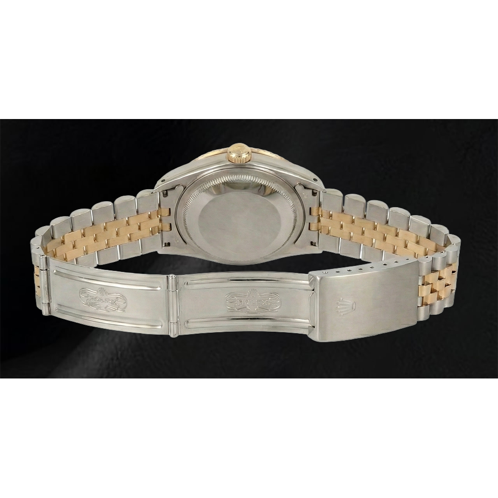 Montre pour homme Rolex Datejus avec lunette en diamant et cadran romain gris jubilé bicolore