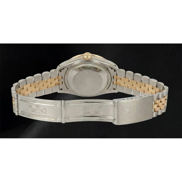 Montre pour homme Rolex Datejus avec lunette en diamant et cadran romain gris jubilé bicolore